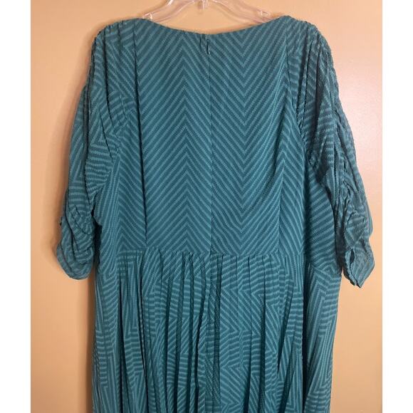 Asos Design Green Pleated Ruched Front Pleated Midi Evening Dress US Size 22 - Picture 7 of 7